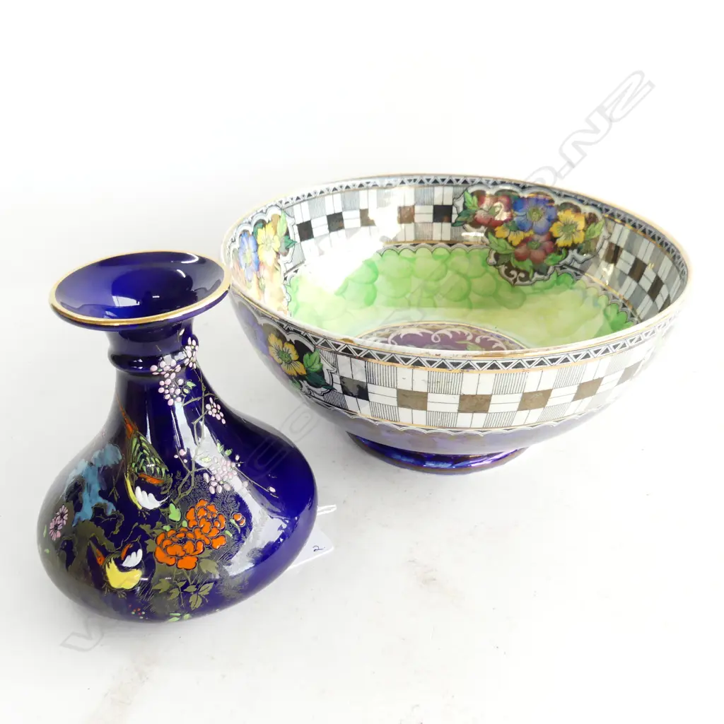 MALING LUSTRE BOWL 215mm dia + SHELLEY VASE H.120mm Image 1++