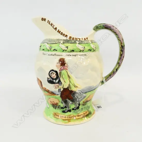 CROWN DEVON MUSICAL JUG 'Tha's bin a-coortin' Mary Jane. H.195mm