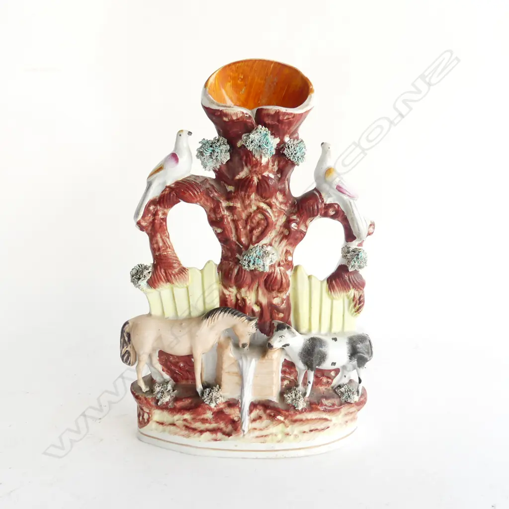 VICTORIAN STAFFORDSHIRE FLATBACK SPILL VASE H. 260MM Image 1++
