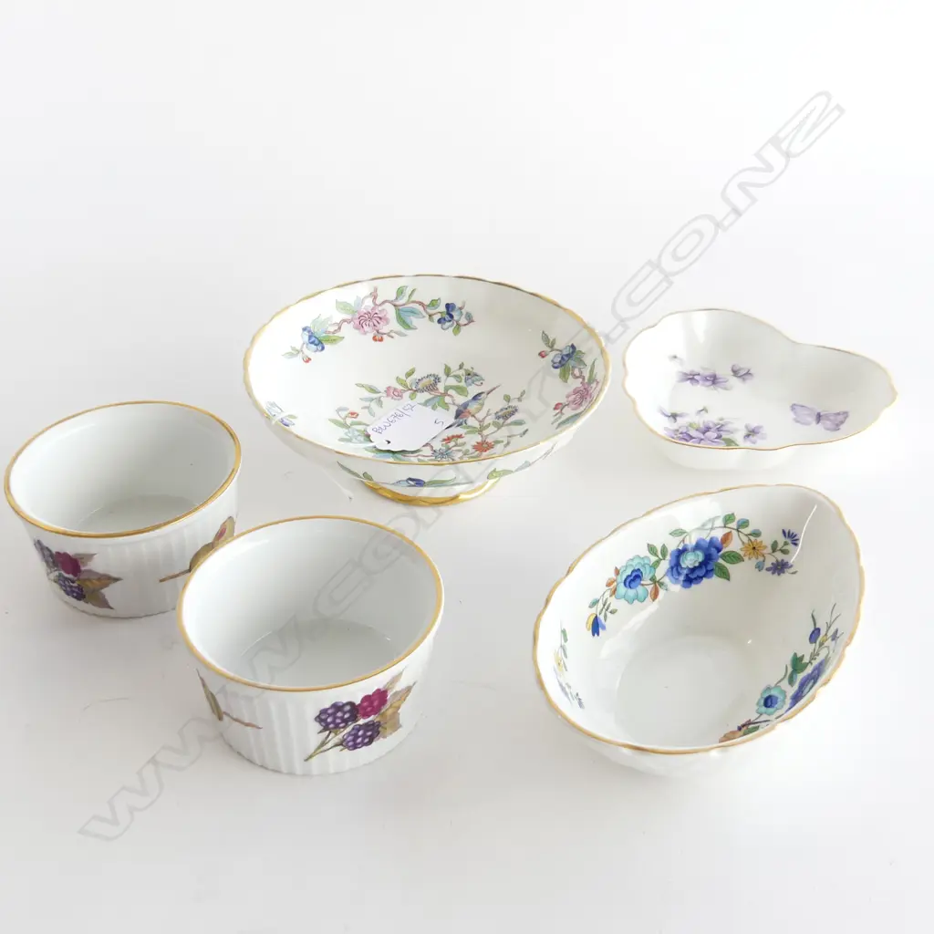 5 PCES ASST. CHINA; PR R. WORCESTER EVESHAM RAMEKINS Image 1++