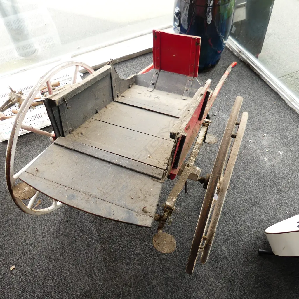 LATE 19TH EARLY 20TH C SMALL DONKEY DRAWN CART L. 1700mm W.800mm Image 1++