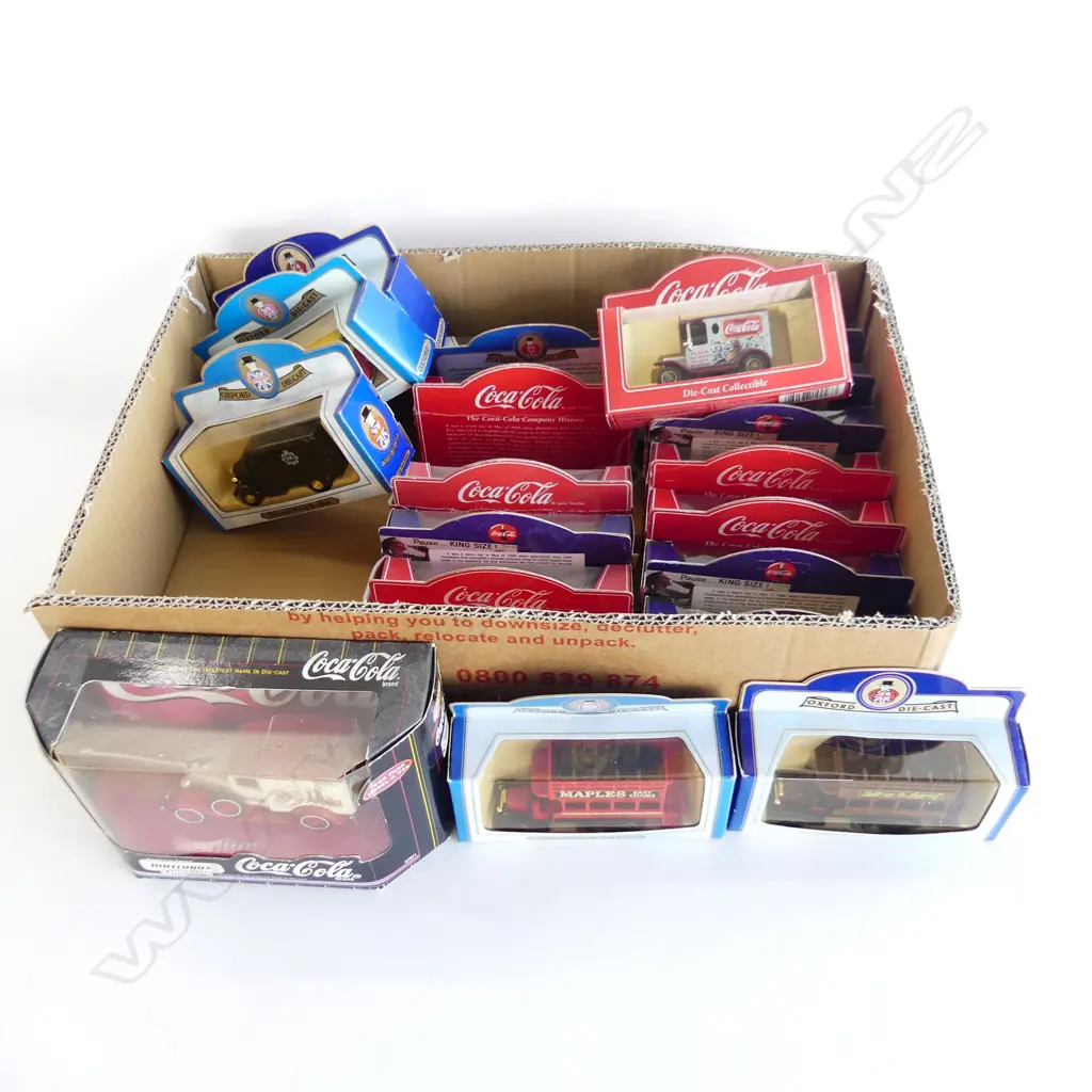 BOX OF MINT & BOXED COCA COLA & OTHER 20 MODEL CARS  Image 1++