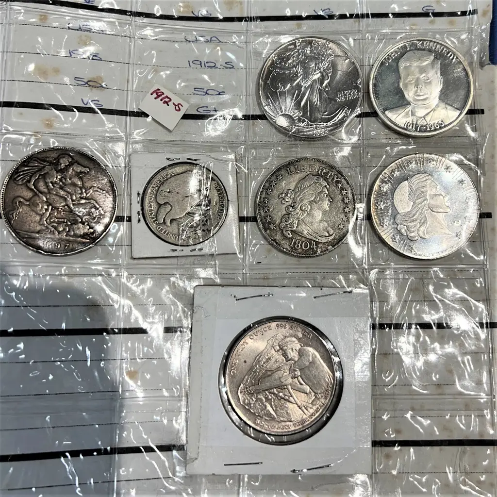 2 ALBUMS OC VINTAGE COINS NZ AUSTRALIA + USA & NZ UNC COINS 2 SETS & 3X $1 + old silver coins UK etc see 2nd photo Image 1++