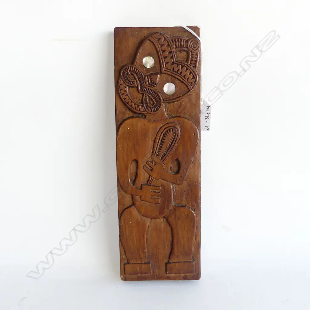 MAORI WOODEN WALL CARVING  275 X 90MM Image 1++