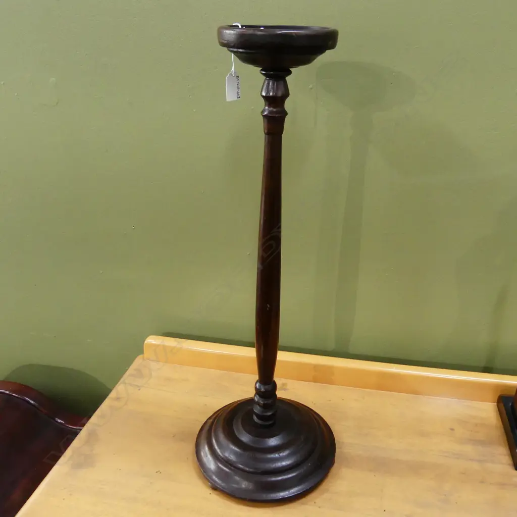 EDWARDIAN WOODEN MAHOGANY TURNED STAND H. 630MM Image 1++