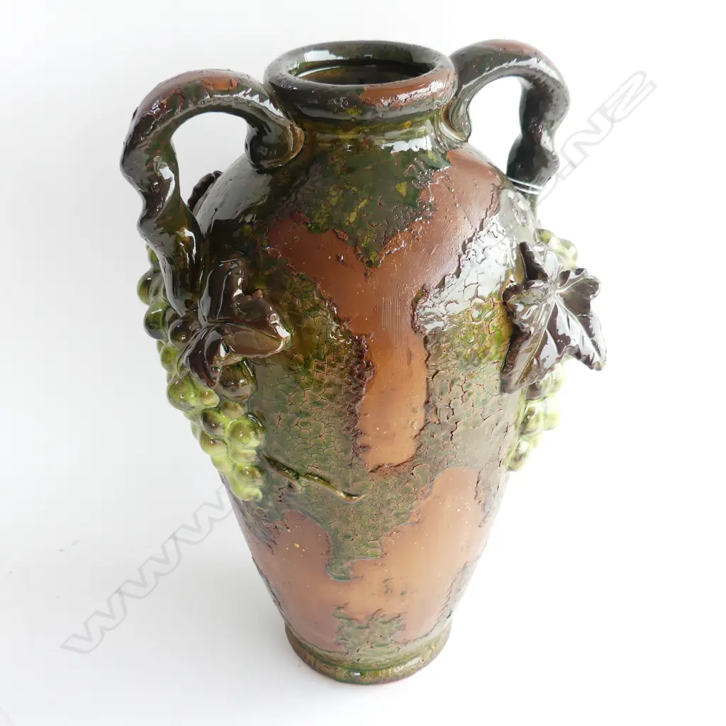 LG CERAMIC VASE w. GRAPE DESIGN H.370mm Image 1++