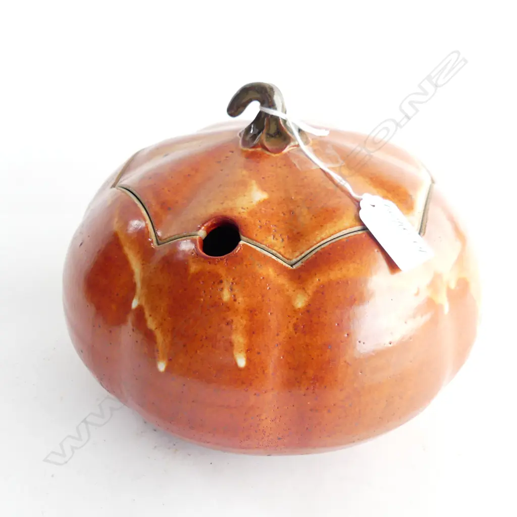 NZ POTTER SHINO GLAZE LIDDED PUMPKIN Dia.210mm Image 1++