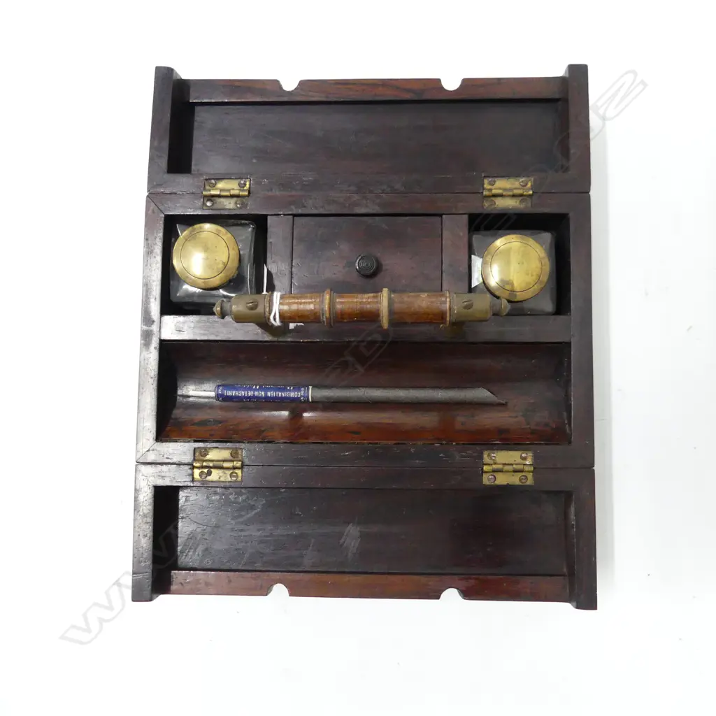 ANTIQUE ROSEWOOD WRITING CASE W.230mm Image 1++