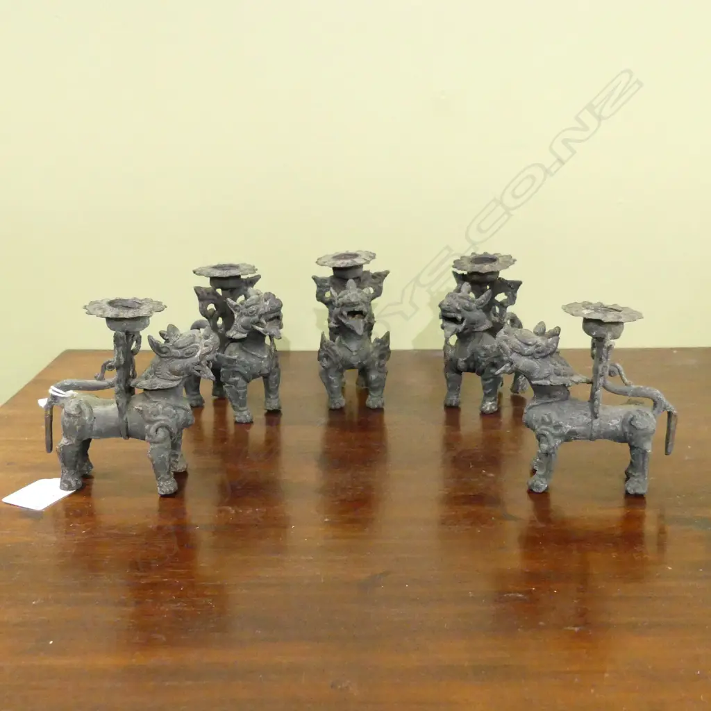 5 ORIENTAL DRAGON CANDLE HOLDERS H.95mm Image 1++
