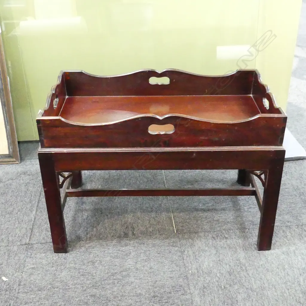 ENGLISH CHINESE CHIPPENDALE ROSEWOOD TEA TRAY TABLE 690 X 385MM Image 1++