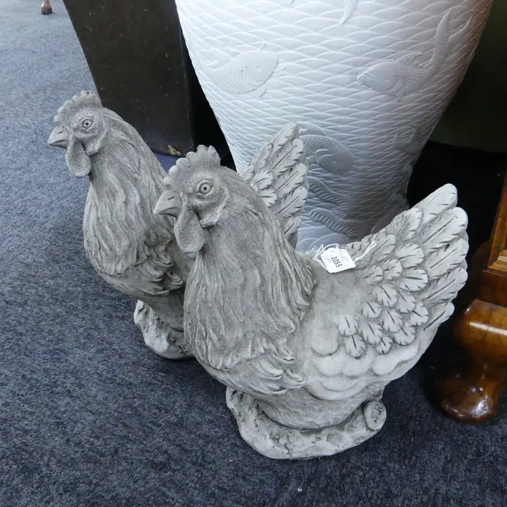 PR OF CONCRETE GARDEN CHICKENS. H.300mm Image 1++