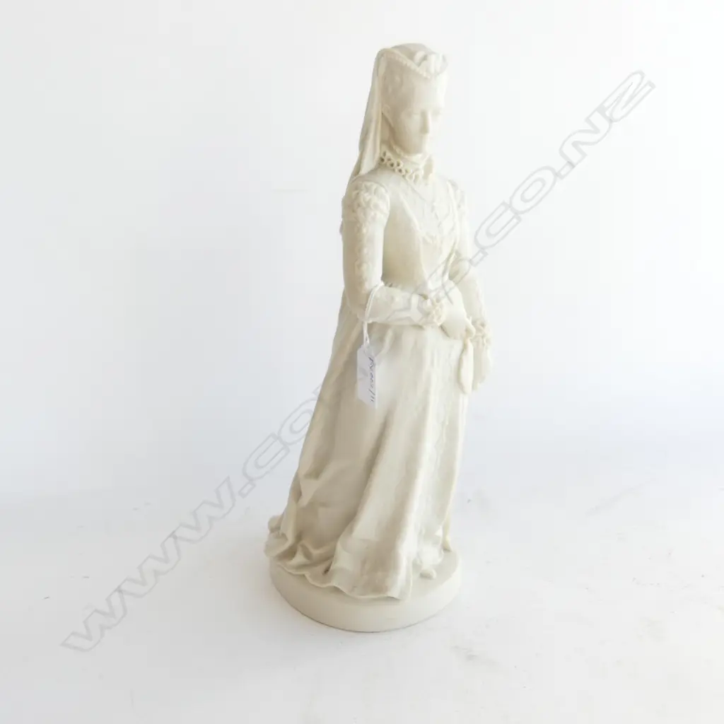 A Victorian Parian figure of an Elizabethan woman stamped to base 'Ceramic & C. P. (Crystal Palace) Art Union' Image 1++