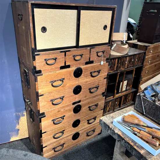 30’S PAULOWNIA WOOD 3 SECTION KIMONO CHEST H1535 W830 D410MM