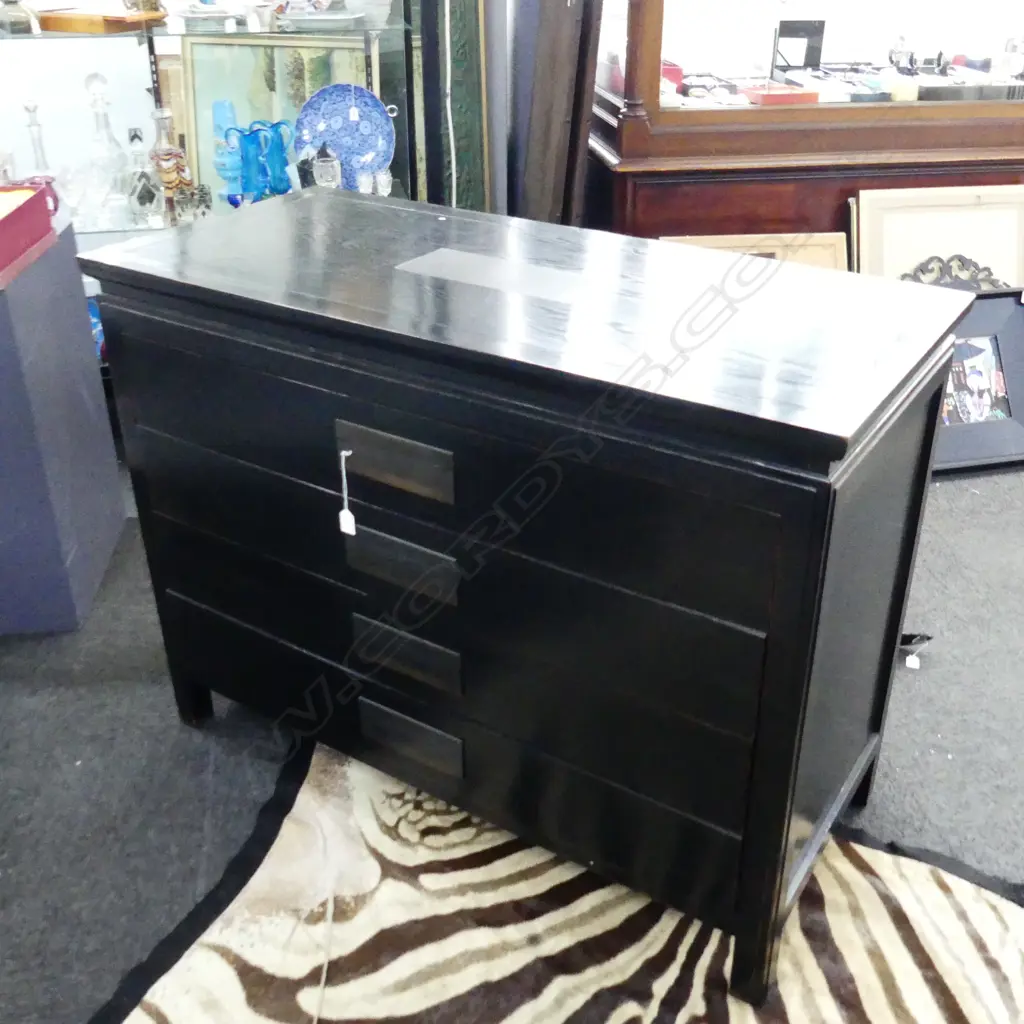 EBONISED CHEST OF 4 DRAWERS 1200x540x900mm Image 1++