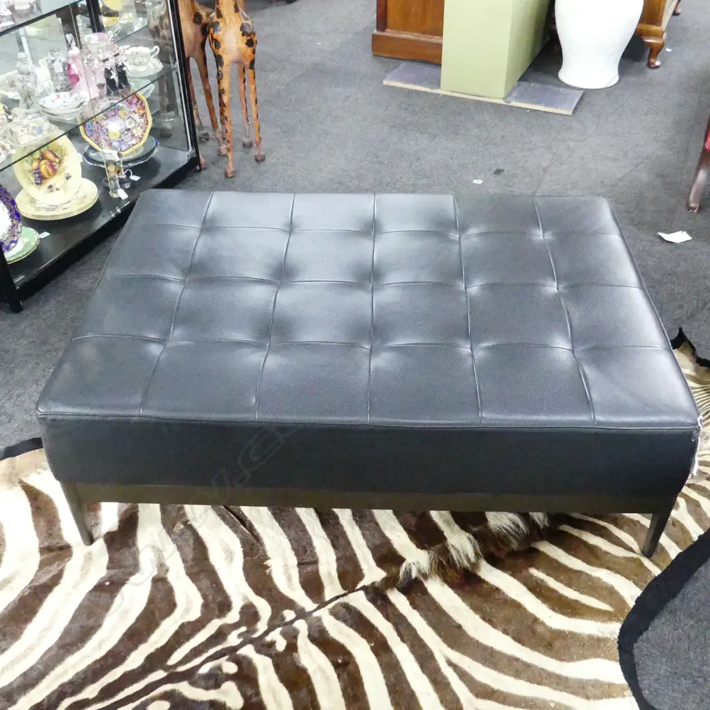 CONTEMPORARY BROWN VINYL OTTOMAN 1250x850x430mm Image 1++