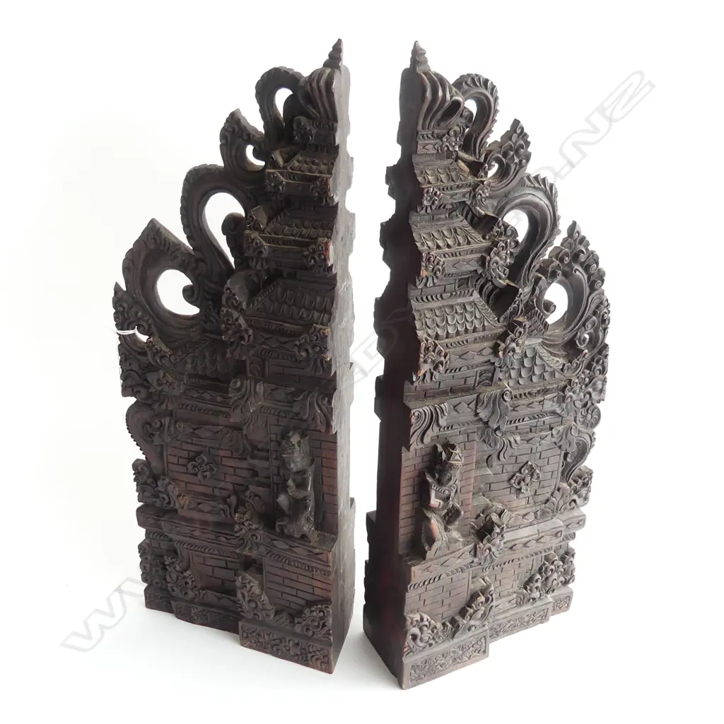 PR INDONESIAN CARVED WOODEN GIANT BOOKENDS H.500mm Image 1++