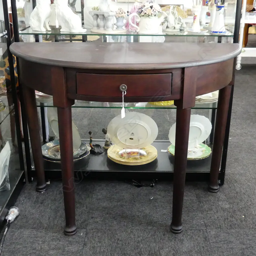 WOODEN DEMI LUNE TABLE 1000x450x720mm Image 1++