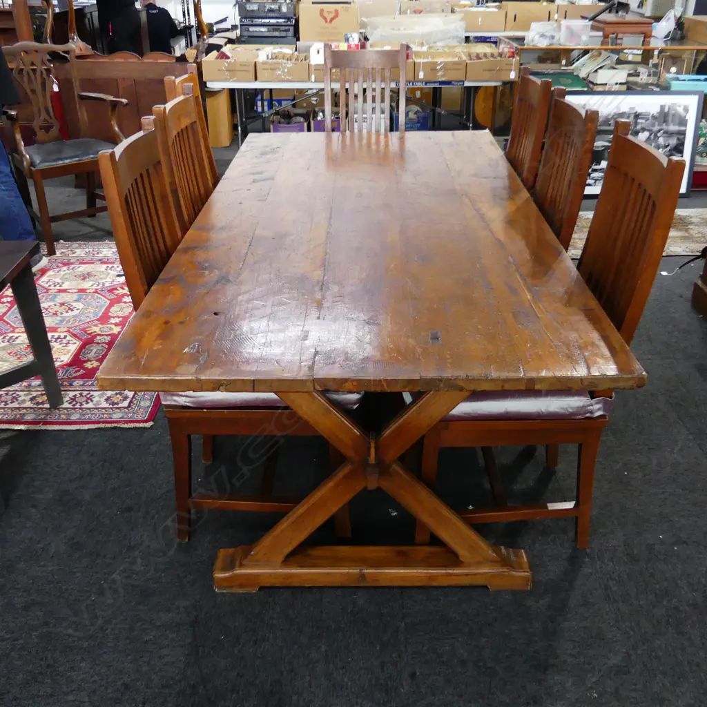 8 WOODEN DINING CHAIRS w. LOOSE SATIN CUSHIONS Image 1++
