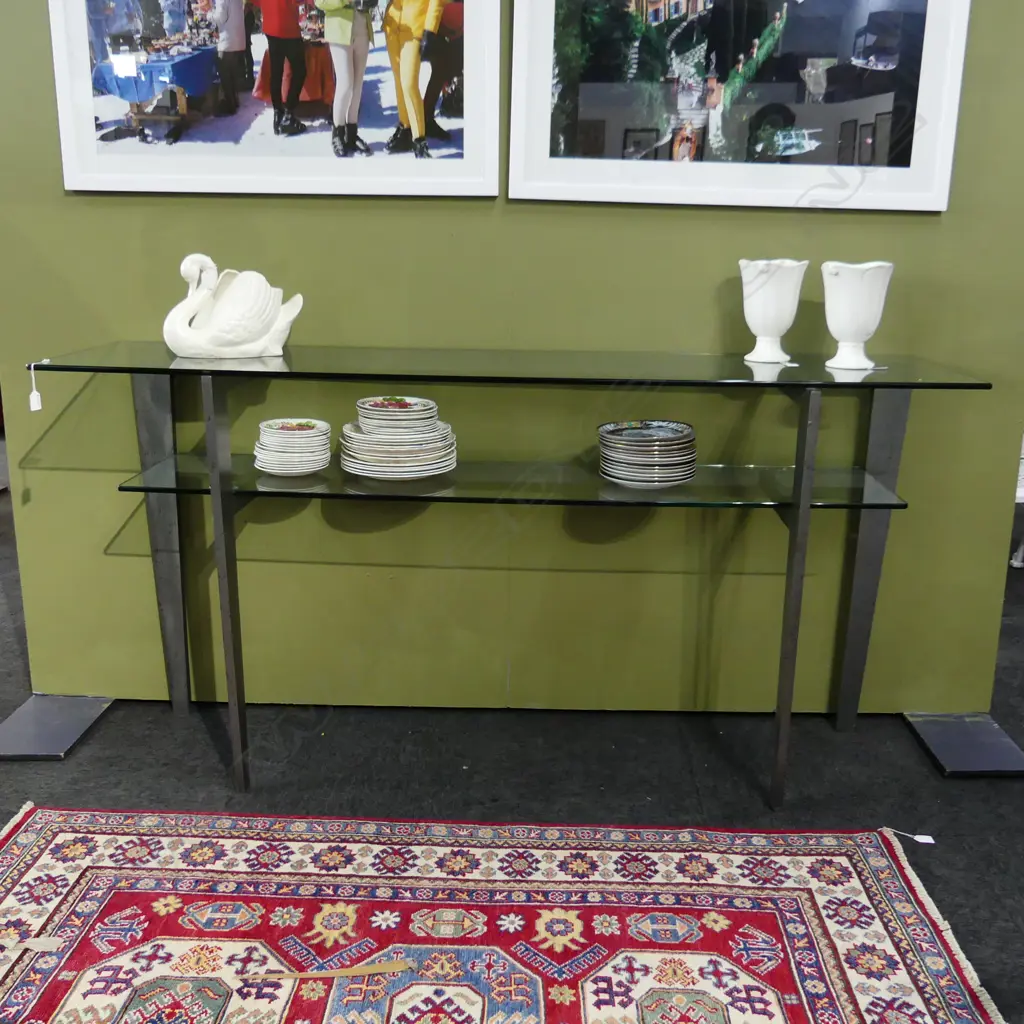 MODERN METAL & GLASS CONSOLE TABLE 1830x455x915mm Image 1++