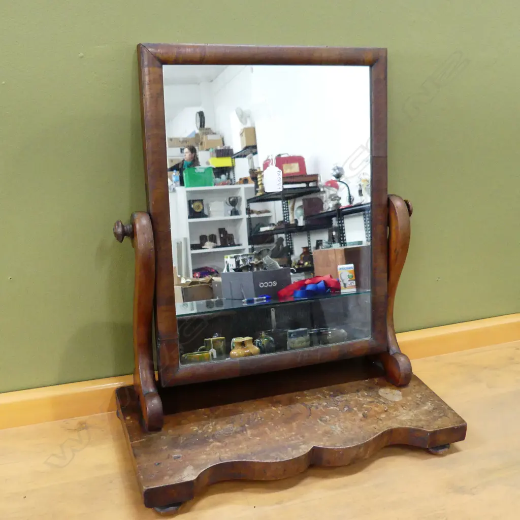VICTORIAN MAHOGANY VANITY MIRROR W.470mm H.555mm Image 1++