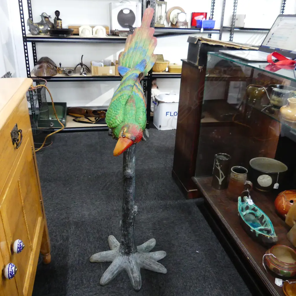 PAINTED METAL PARROT ON STAND H.1200mm Image 1++