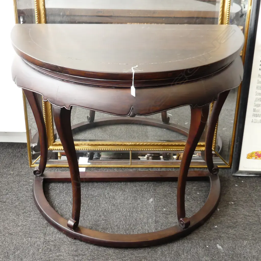 ORIENTAL WOODEN DEMILUNE TABLE 1000x565x845mm Image 1++