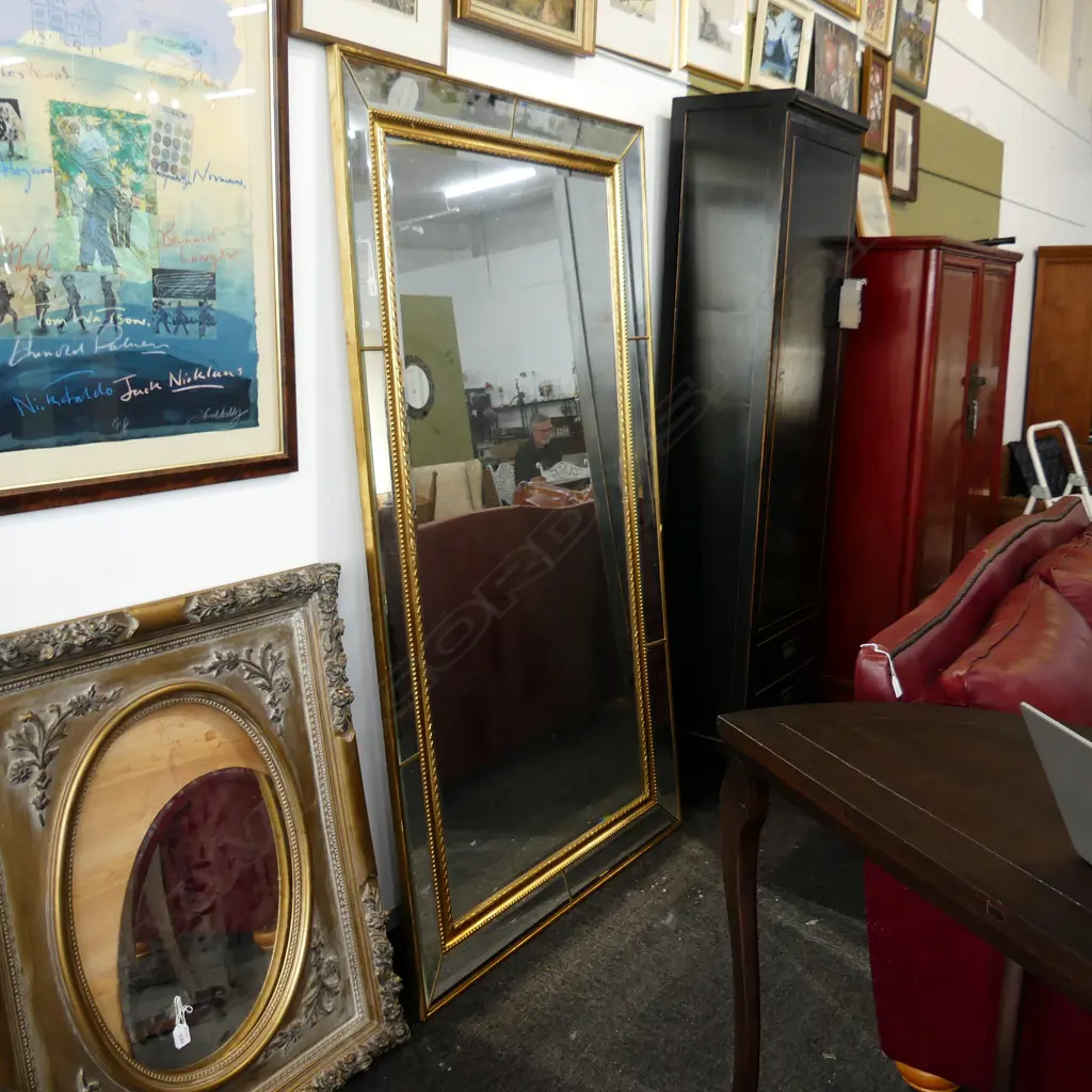 VERY LARGE ORNATE GILT FRAMED MIRROR. H 1120 x ??? Image 1++