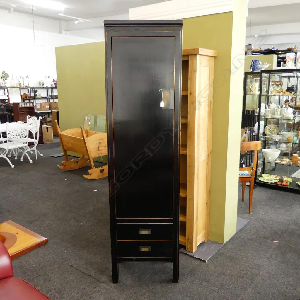 CONTEMPORARY BLACK LACQUER CABINET 550x370x2050mm Image 1++
