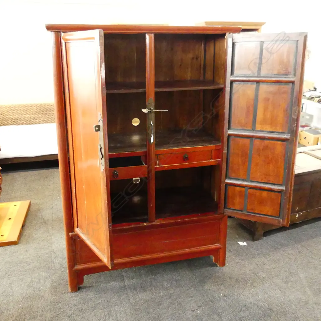 ORIENTAL RED LACQUER CABINET 1125x570x1720mm Image 1++