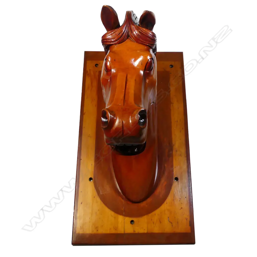 A very large carved wood wall mounting horses head, Image 1++