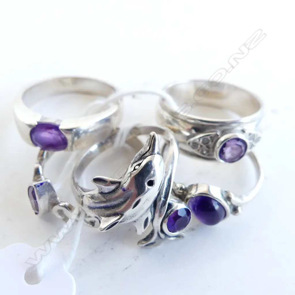 5 925 SILVER & AMETHYST RINGS Image 1++