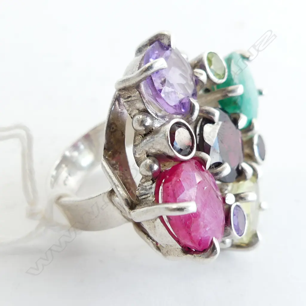 925 SILVER & GEMSTONE RING 19.2 GRAMS 30x30mm Image 1++