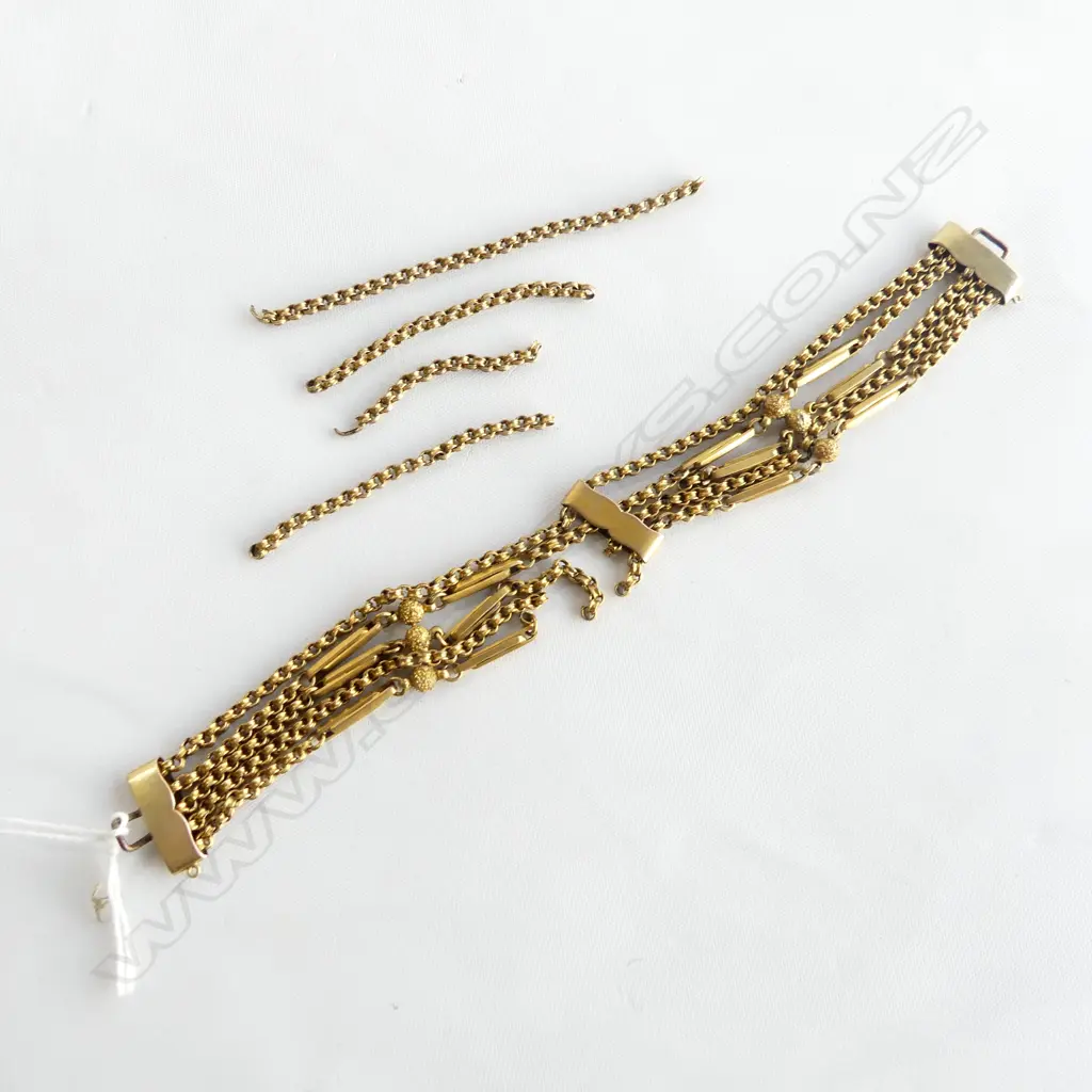 9CT ANTIQUE BRACELET (w. 4 LOOSE SECTIONS) 18.1 GRAMS Image 1++