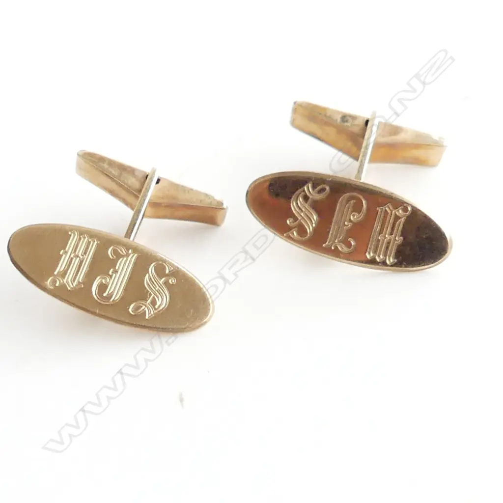 PR 10CT GOLD MONOGRAMMED CUFFLINKS, 6.9GMS  Image 1++