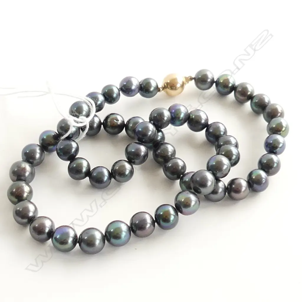 COLOUR TREATED PEARL NECKLACE, 9CT GOLD CLASP, 55GMS Image 1++