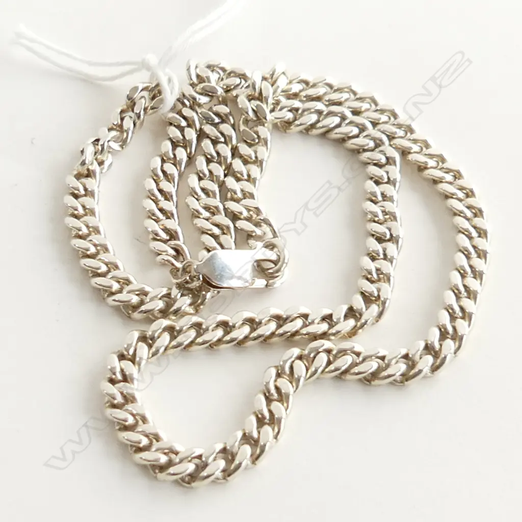 925 SILVER CURB LINK NECKLACE, L. 400MM, 27.7GMS  Image 1++