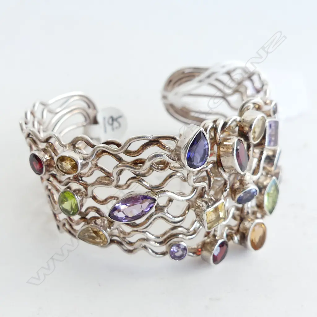 925 SILVER & GEMSTONE CUFF BANGLE 45 GRAMS Image 1++