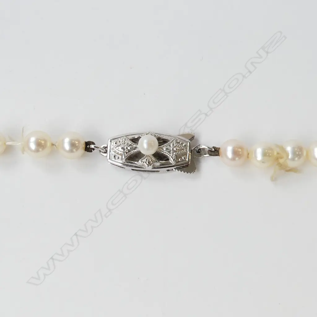 MIKIMOTO STRAND OF CULTURED PEARLS SILVER CLASP 42CM LONG Image 1++