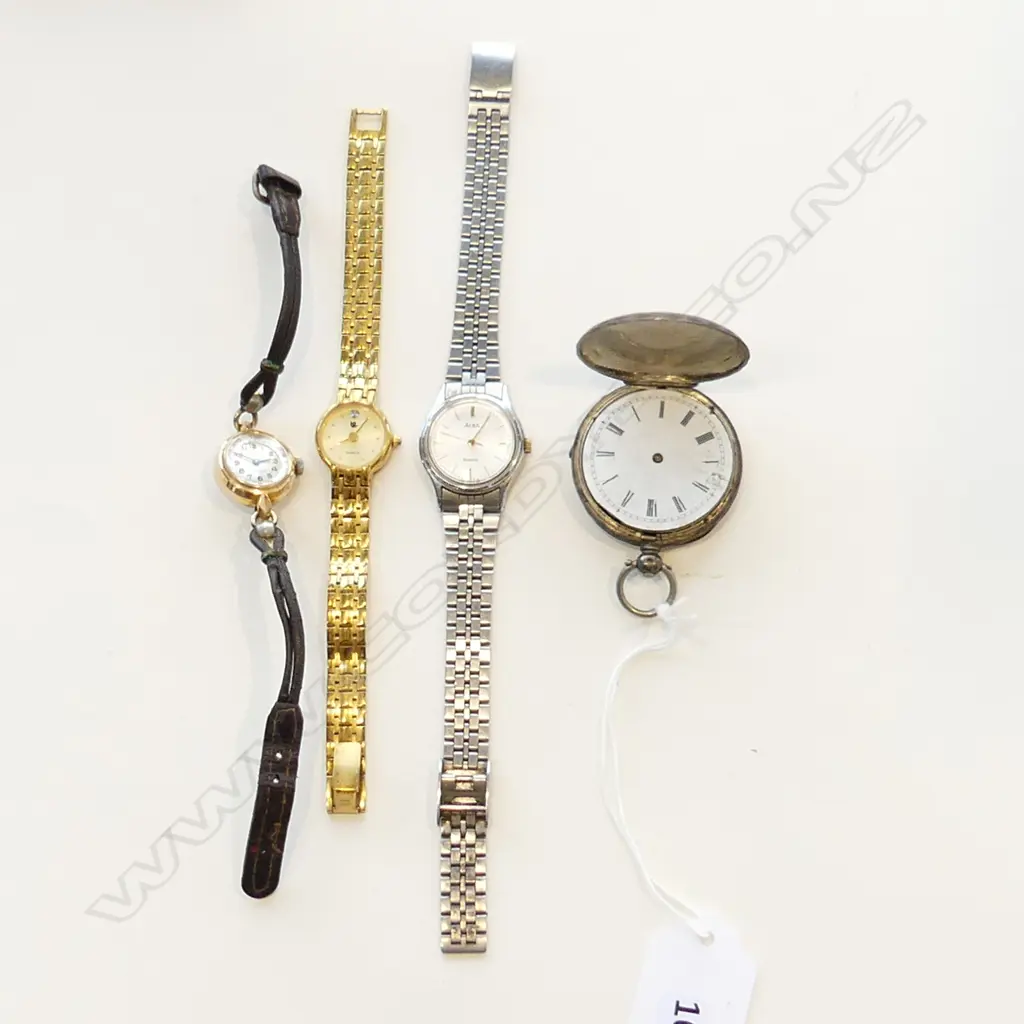 3 WRIST WATCHES + 800 SILVER POCKETWATCH AF Image 1++