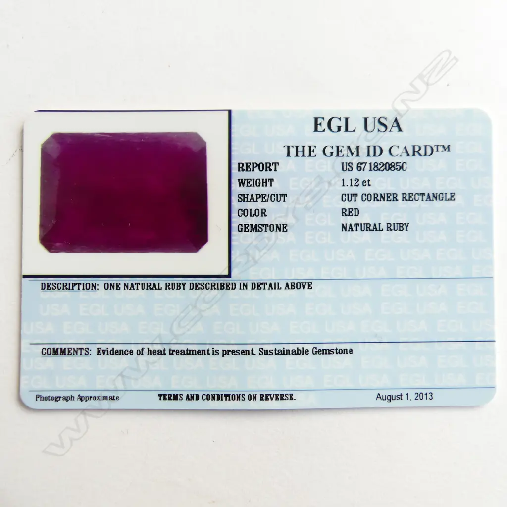 NATURAL RECTANGULAR CUT RUBY (WITH STONE ID REPORT) Image 1++