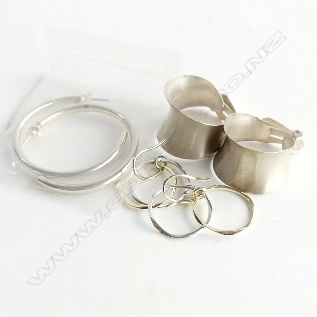 3 PRS ASST 925 SILVER HOOP EARRINGS 10.3GMS  Image 1++