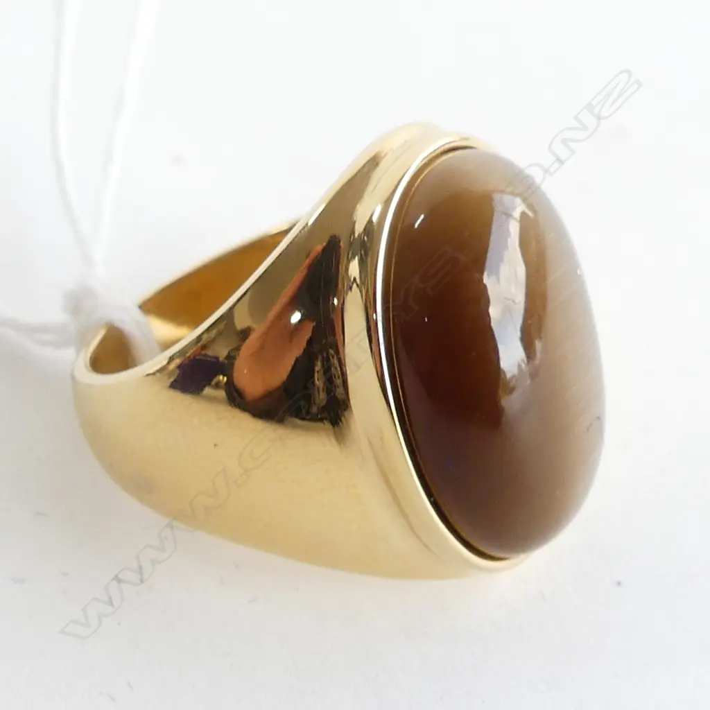 LARGE RING SET WITH CATS EYE CHRYSOPRASE (COSTUME) Image 1++