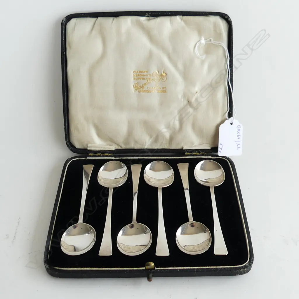 CASED SET 6 S/SILVER DECO COFFEE SPOONS SILVER WIEGHT 57grms Image 1++