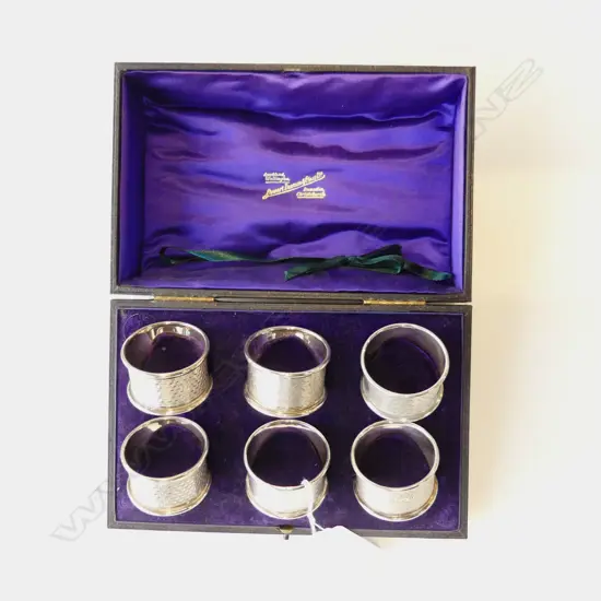 CASED SET OF 6 STG NAPKIN RINGS, B'HAM 1925/6 92 GRAMS