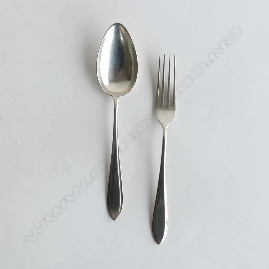 2 PCES DUTCH 833 SILVER; FORK & SPOON 80 GRAMS 1935 Image 1++