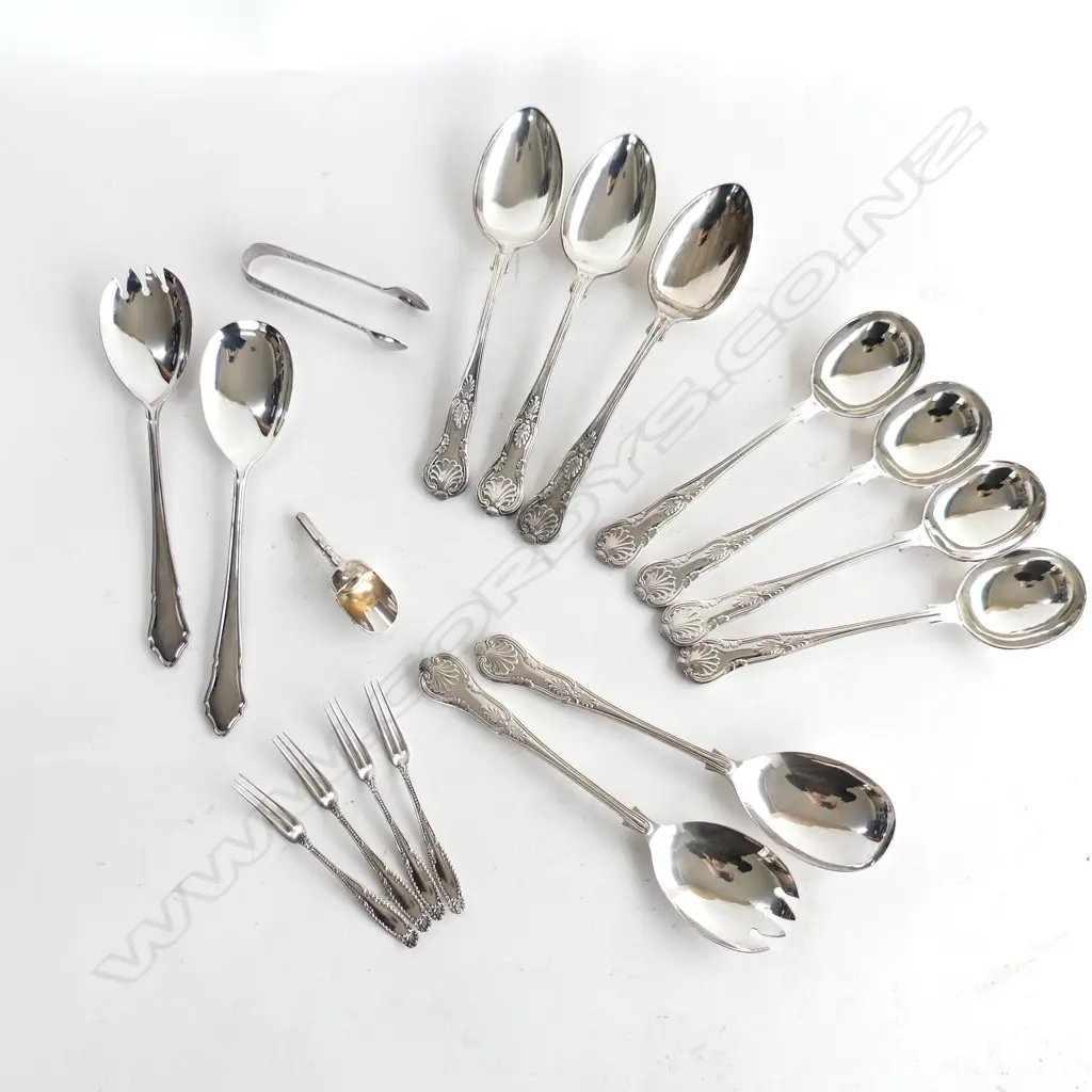 BOX GOOD ASST SERVING SPOONS  + SUGAR TONGS ETC.. Image 1++