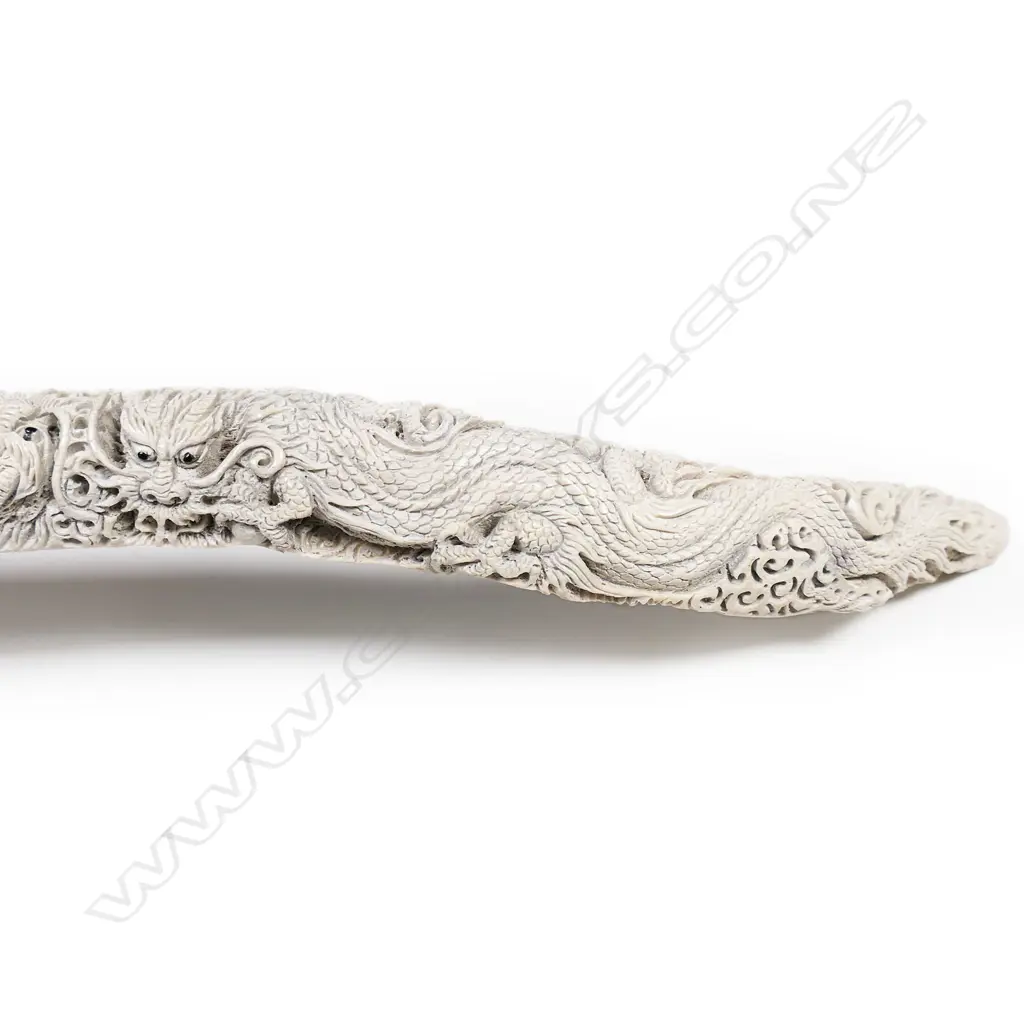 A Chinese finely carved whale rib bone, Image 1++