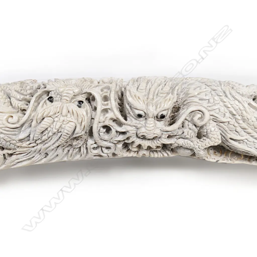 A Chinese finely carved whale rib bone, Image 1++