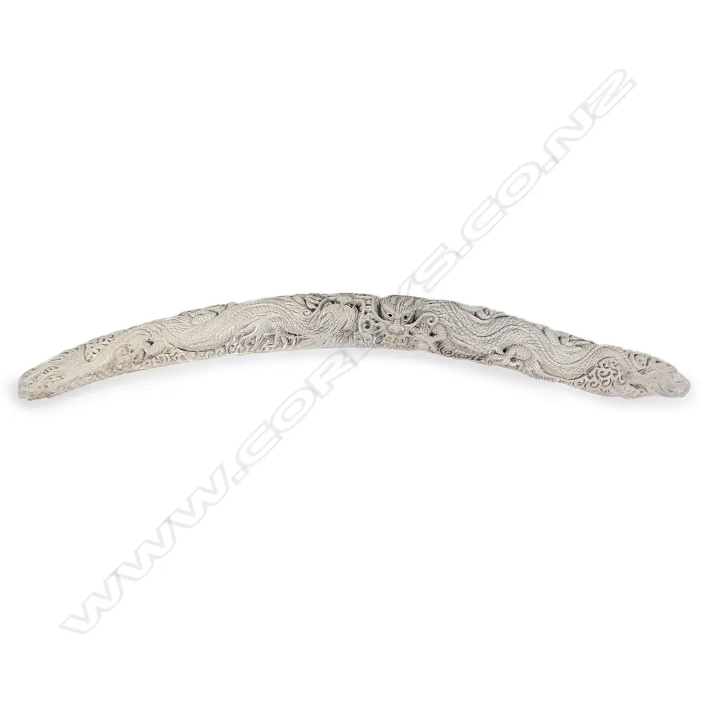 A Chinese finely carved whale rib bone, Image 1++