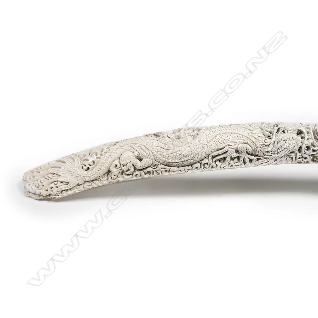 A Chinese finely carved whale rib bone, Image 1++